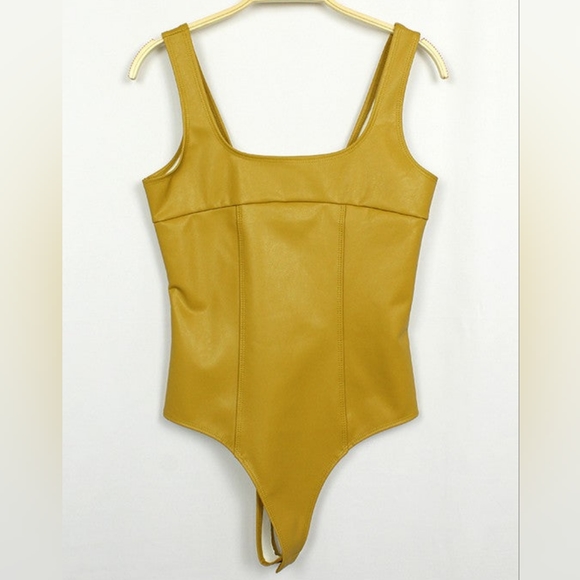 Tops - COPY - Vegan Leather Squareneck Bodysuit
